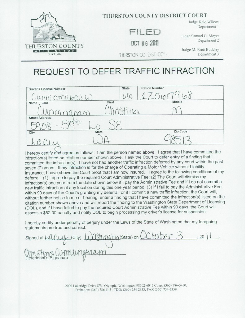 Christina's sworn admission of living w/April & Oliver Doss @ their home address